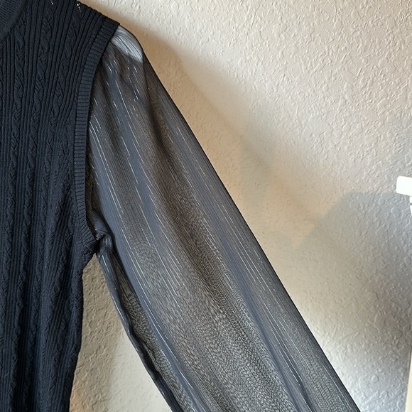 NWT Talbots Woven Sleeve Crewneck Pullover Sweater Size Medium - Picture 5 of 13